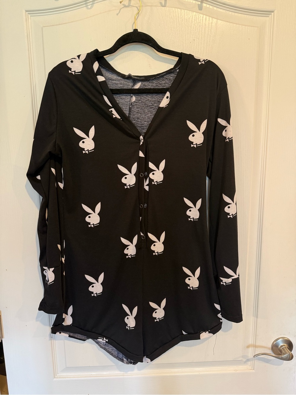 Playboy x yandy Black Slumber Bunny pajama play time sexy Romper size XL - XXL